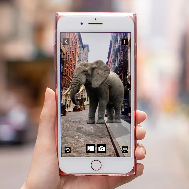 chantecaille holding phone animated elephant 